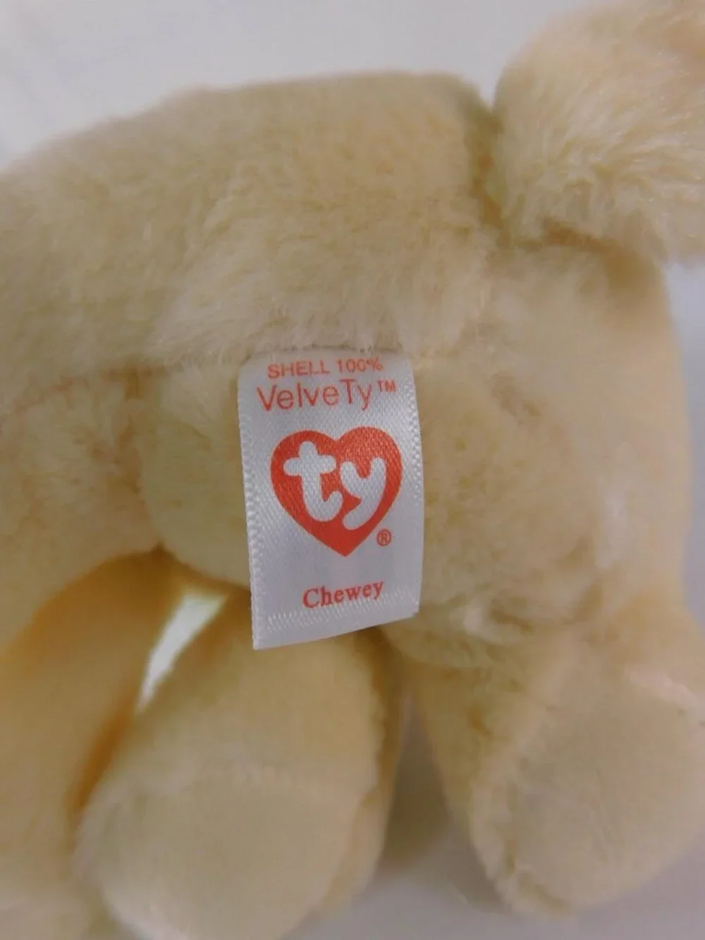 Ty VelveTy Chewey Beige Dog Plush Small Rainbow Collar Stuffed Toy Washable